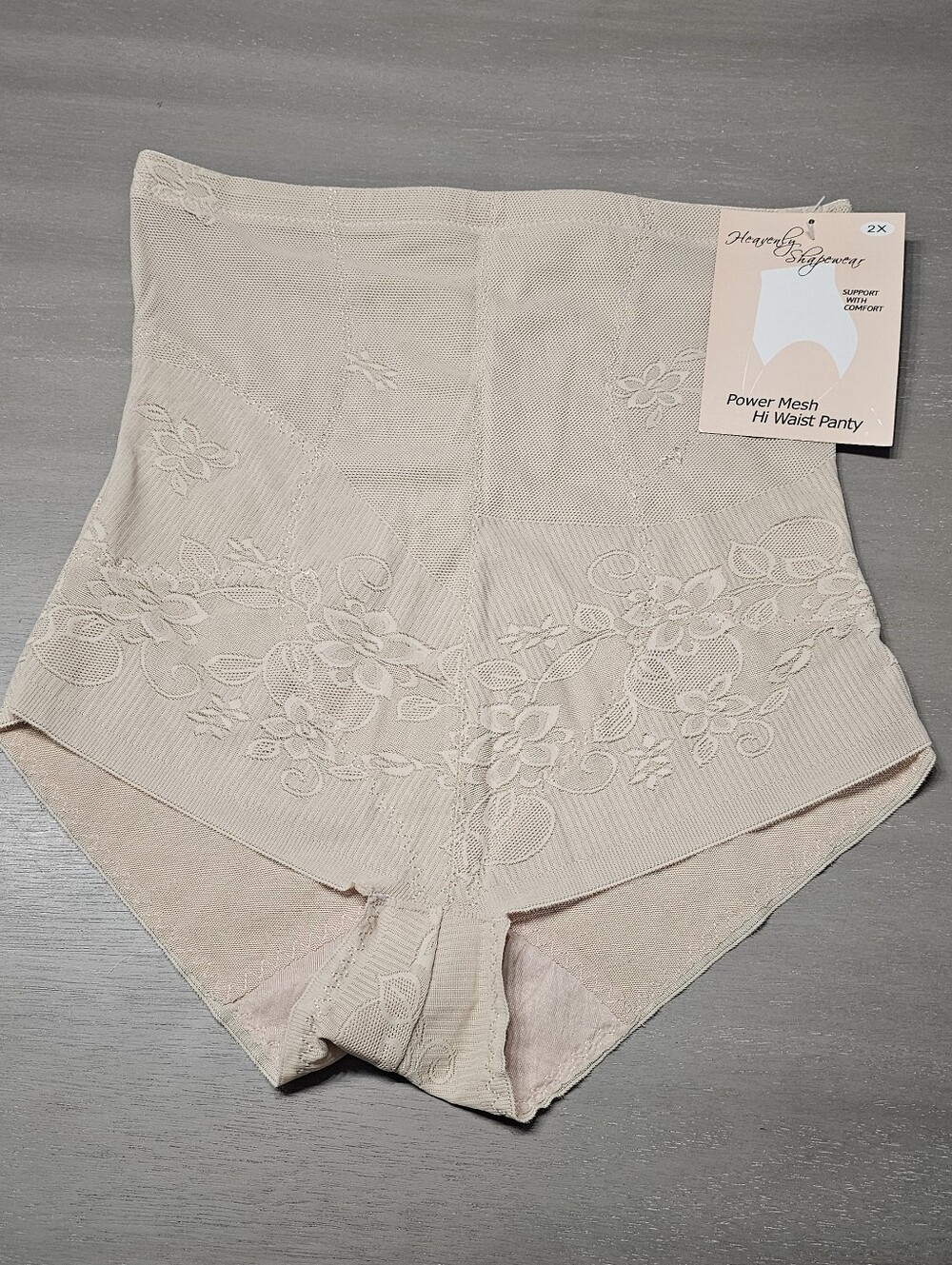 NWT Heavenly Shapewear Power Mesh High Waisted Panty Nude Beige Size 2X